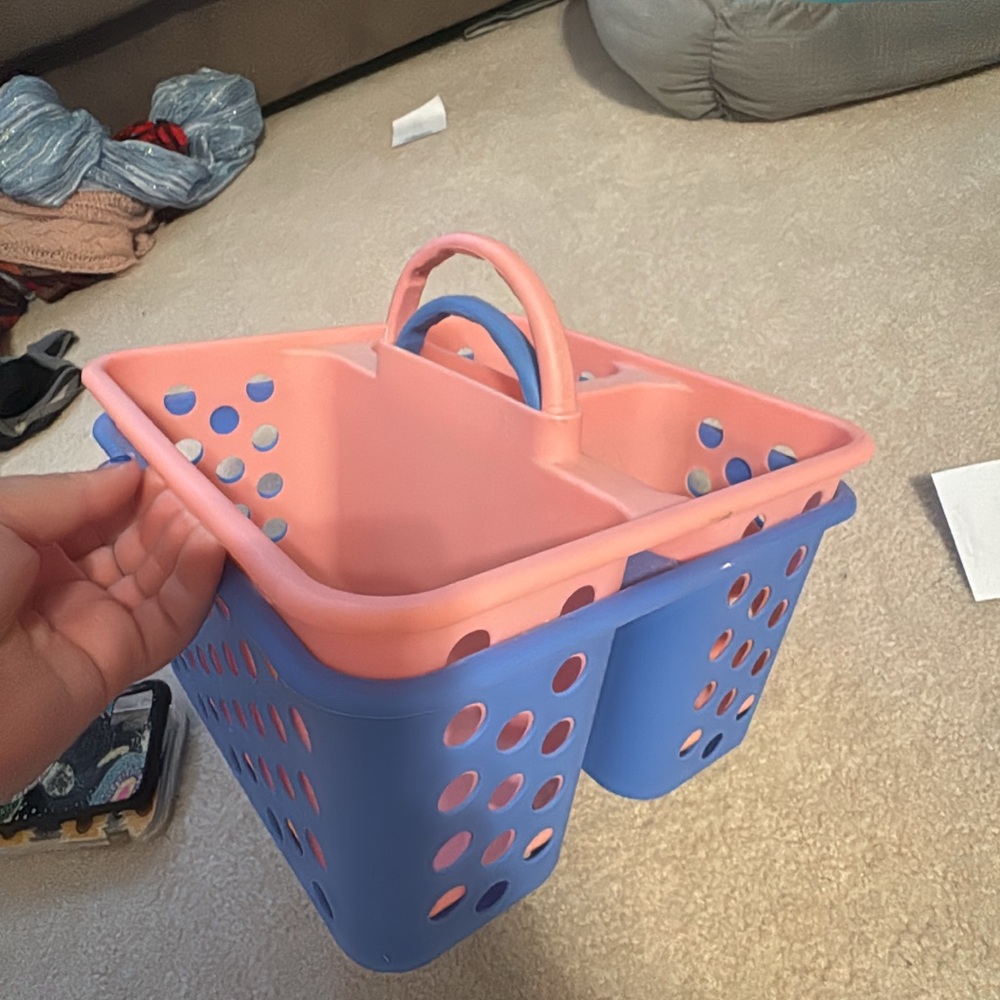 Two-Tone Blue and Pink Storage Caddy